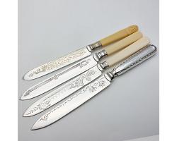 4x Antique Silver Plated Larger Cake Knives (#59435)