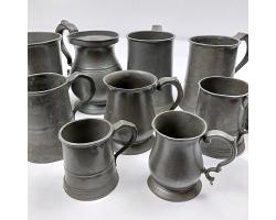 Antique Pewter Quart Pint And Half Beer Mugs Tankards Collection (#59444)