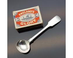 Larger Sterling Silver Fiddle Salt Spoon No Initials - London 1862 - Antique (#59462)