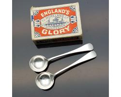 Pair Sterling Silver Salt Spoons - London 1914 - Barnards - Antique (#59470)