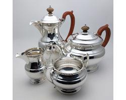 Lindisfarne Pattern 4 Piece Silver Plated Tea Service Set - Adie Bros - Vintage (#59506)