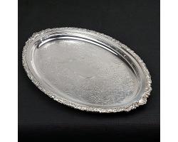 Barker Ellis Oval Chased Platter Tray - Silver Plated - Vintage (#59527)