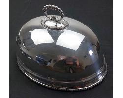 Antique Silver Plated Meat Dome Dish Cover - Roberts & Belk (#59542)