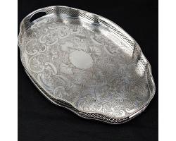 Large Chased Tea Service Serving Tray - Allander Silver Plated Sheffield (#59543)