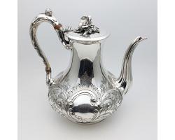 Ornate Victorian Coffee Pot - Silver Plated - Elkington 1884 Antique (#59547)