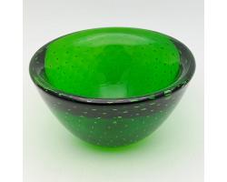Vintage Murano Bubble Glass Green Small Bowl (#59569)