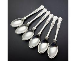 Kings Pattern - Set Of 6 Coffee Spoons - Silver Plated Postons Lonsdale Plate (#59594)