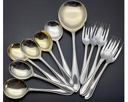 Viners Sandringham Pattern Fruit Pudding Spoons Forks 13 Piece Set Vintage (#59601)