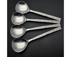 Viners Studio Set Of 4  Fruit / Pudding Spoons - Gerald Benney - Vintage (#59607)