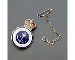 Sterling Silver Enamel Rnli Lifeboat Badge With Safety Chain - Cased (#59664)