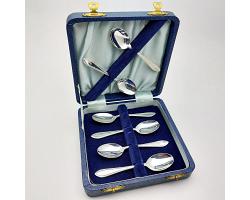 Cased Set Of 6 Silver Plated Demitasse Coffee Spoons - Vintage (#59667)
