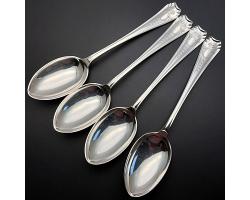 Beautiful Set Of 4 Table Spoons - Silver Plated - Sharman D.neill 1908 - Antique (#59688)