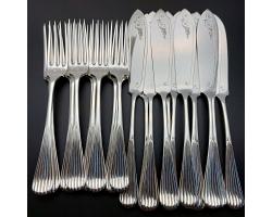 24pc Fish Cutlery Set - Dixon 1891 Design - Silver Plated - Antique (#59689)