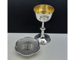 Sterling Silver Traveling Communion Cup & Paten - Cased - London 1854 Antique (#59696)