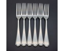 Walker & Hall St James Set Of 6 Dinner Forks #2 - Silver Plated - Vintage (#59709)