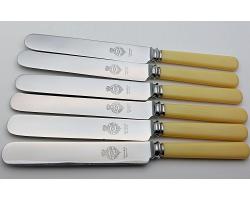 Faux Bone Handle Palette Dinner Knives Set Of 6 - Viners Sheffield Vintage (#59771)