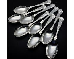 Kings Pattern - Set Of 8 Dessert Spoons Epns A1 Sheffield Silver Plated (#59792)