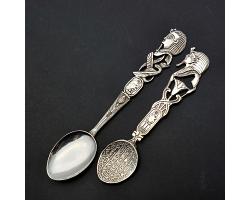 2x Vintage Egyptian Silver Souvenir Spoons (#59822)