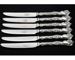 Nils Johan Sweden Set Of 6 Dainty Tea Knives - Silver Plated Handle Vintage (#59844)