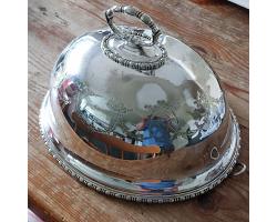 Antique Silver Plated Small Meat Dish Cover Dome - Worn - Atkin Bros Sheffield (#59872)