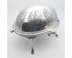 Gorgeous Aesthetic Movement Roll-top Soup Tureen - Silver Plated Antique (#59878)
