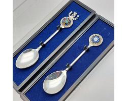 2x Caithness Glass Silver Plated Spoons In Cases (#59920)
