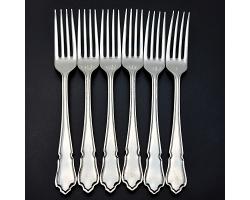 Dubarry Pattern - Set Of 6 Dessert Forks - Silver Plated - Walker & Hall Vintage (#59921)