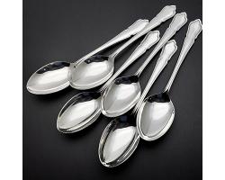 Dubarry Pattern - Set Of 6 Dessert Spoons - Silver Plated Walker & Hall Vintage (#59922)