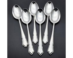 Dubarry Pattern - Set 6x Dessert Spoons - Silver Plated Walker & Hall Vintage (#59923)