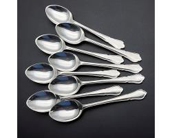 Dubarry Pattern - Set Of 8 Silver Plated Coffee Spoons - Cooper Bros - Vintage (#59930)