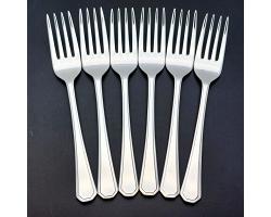 Grecian Pattern - Set Of 6 Pudding/buffet Forks- Silver Plated - Vintage Epns A1 (#59938)