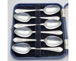 Set Of 6 Vintage Silver Plated Teaspoons - 1935 Design - Cased (#59940)