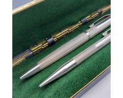 Sterling Silver Biro Pen & Pencil Cased - Birmingham 1968 - Vintage (#59941)