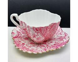 Wileman Pre Shelley Pink Dolly Varden Cup & Saucer C. 1888 Victorian (#59958)