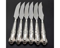 Queens Pattern - Sterling Silver Handled Steak Knives Set - Sheffield 1970 (#59970)