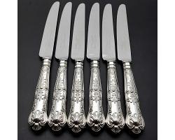 Queens Pattern - Sterling Silver Handled Dinner Knives Set - Sheffield 1966 (#59971)