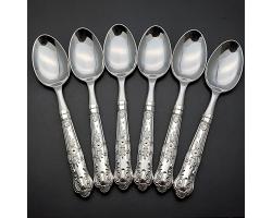 Queens Pattern - Sterling Silver Handled Dessert Spoons Set - Sheffield 1971 (#59974)