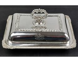 Old Sheffield Plate Double Entrée / Serving Dish - Silver Plated Antique (#59976)