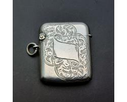 Sterling Silver Vesta Case / Match Safe - Birmingham 1914 - Antique (#60010)