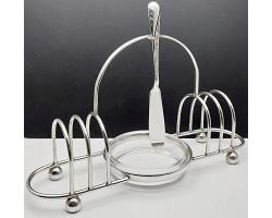 Silver Plated Toast Rack With Butter Dish And Knife - Vintage (#60023)