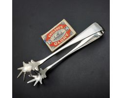 Vintage Ice Cube Tongs - Claw Nip Ends - Silver Plated (#60080)