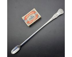 Queens Pattern Fabulous Long Marrow Scoop Spoon - Silver Plated Antique (#60089)