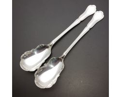 Good Pair Of Silver Plated Serving Spoons - 1911 Design  - Silver Plated Antique (#60248)