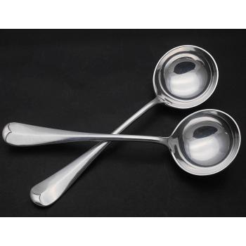 Rattail Pattern - Pair Of Sauce Ladles - Silver Plated - Sheffield Antique Hb&h (#56449) 1