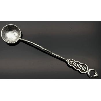 Vintage Istanbul Turkey Turkiye Solid Silver Coin Bowl Souvenir Spoon (#57131) 1