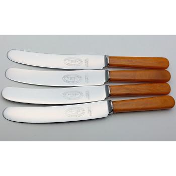 Set Of 4 Faux Butterscotch Marble Handle Side Dessert Knives Vintage Cutlery (#57862) 1