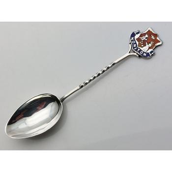 Sterling Silver Enamel Honiton Souvenir Spoon - Birmingham 1957 - Vintage (#58170) 1