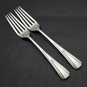 Pair High Art Deco Side / Dessert Forks - Silver Plated Isg Epns - Vintage (#58272) 1