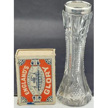 Sterling Silver Cut Glass Small Stem Vase Birmingham 1902 Antique (#58313) 1