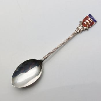 Sterling Silver Enamel Jersey Souvenir Spoon Ktk 1971 Vintage (#58427) 1